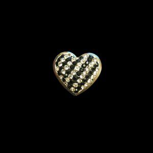 18mm Black and Silver Rhinestone Heart Snap Charm - Interchangeable Snap Jewelry
